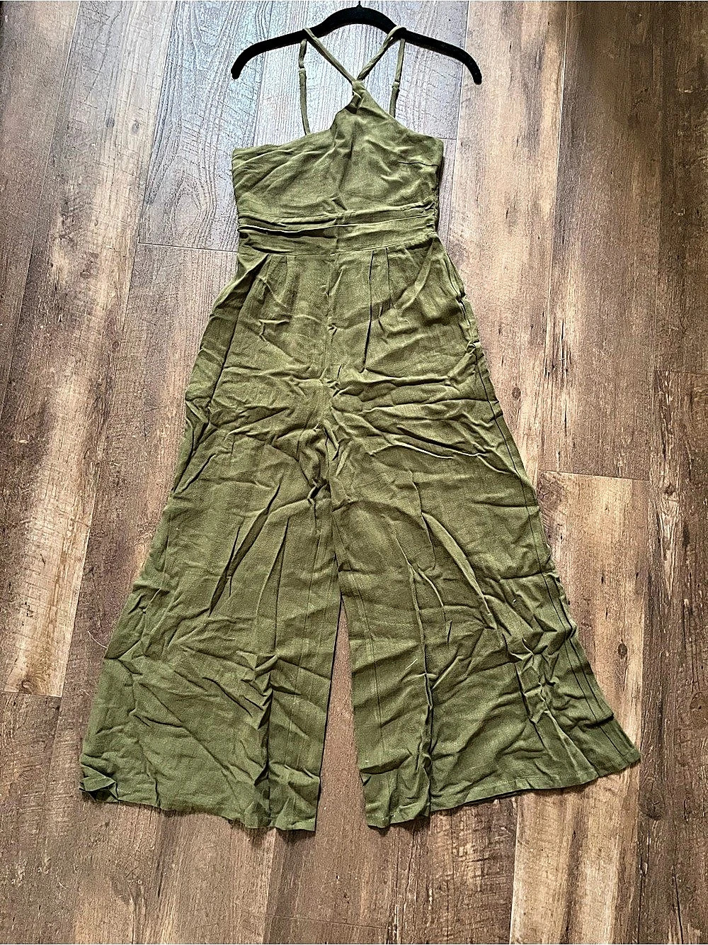 Olive Wide-Leg Jumpsuit Size Small